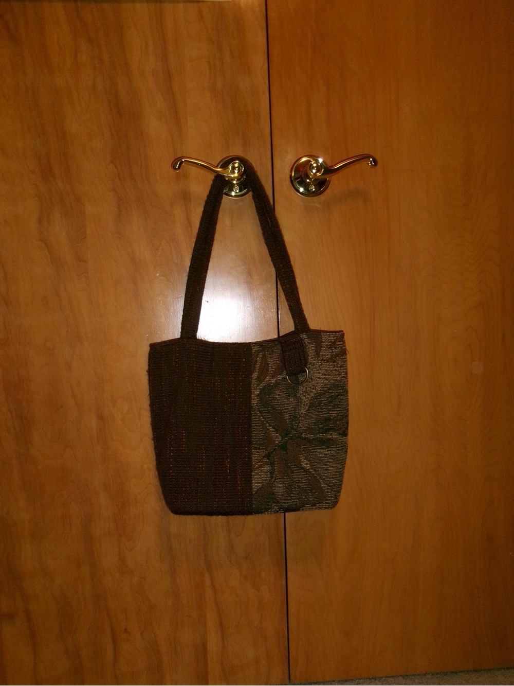 Brown Women’s Tote Bag - Textured Two-Tone Shoulder Bag